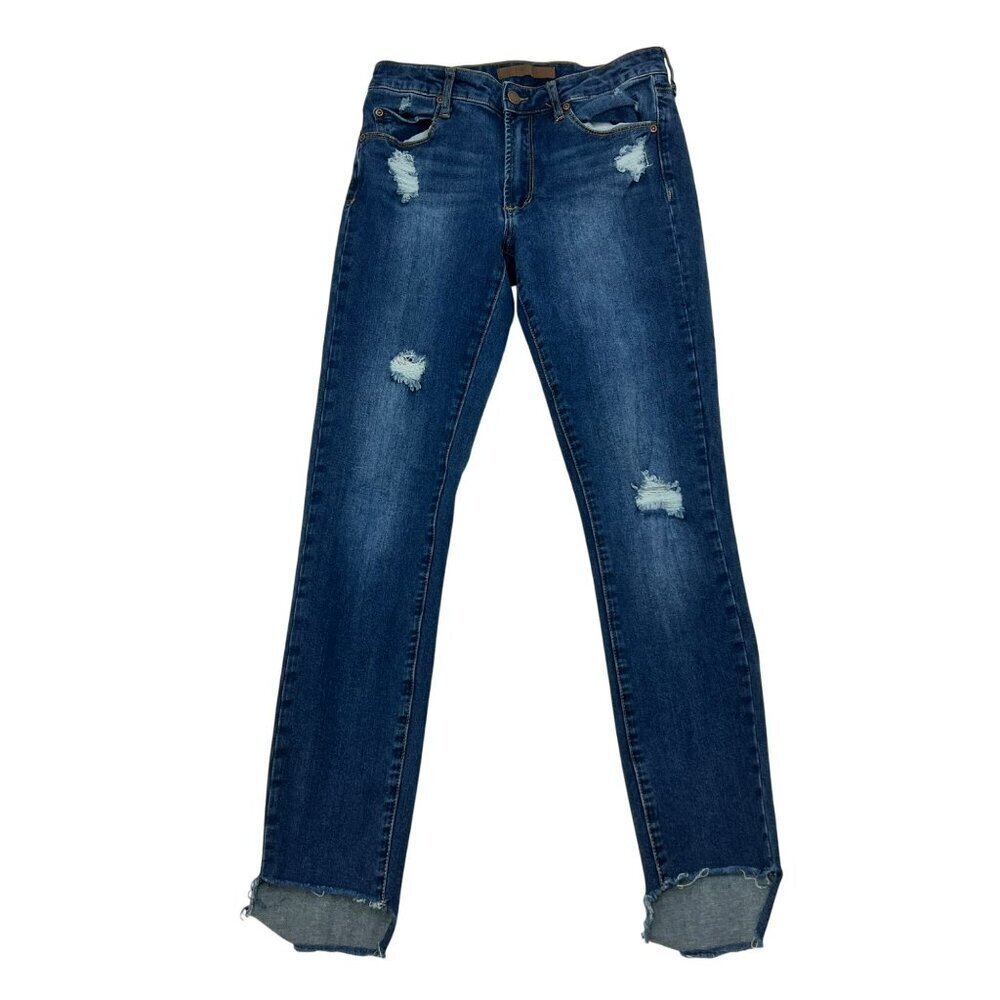 Leith Womens Distressed Skinny Jeans Size 26 Waist Frayed Cuff